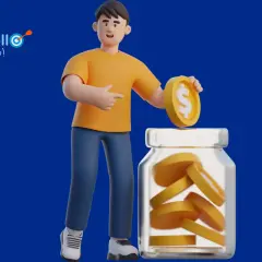 Hombre ahorrando monedas para su seguro vida hipoteca.