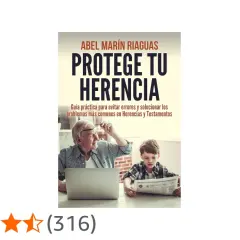 Abuelo y nieto revisan documentos. Portada de libro "Protege tu Herencia", útil para el reparto de herencia sin testamento, viuda e hijos.