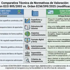Comparativa de normativas de valoración: Orden ECO 805/2003 vs. ECM/599/2025. La nueva orden mejora rigor, digitalización y valoraciones rics.