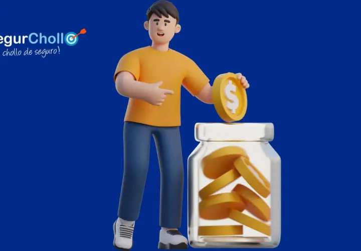Hombre ahorrando monedas para su seguro vida hipoteca.