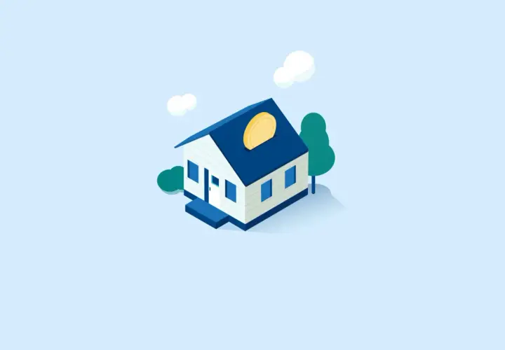 Casa con moneda en el tejado, simbolizando que merece la pena alquiler con opción a compra.