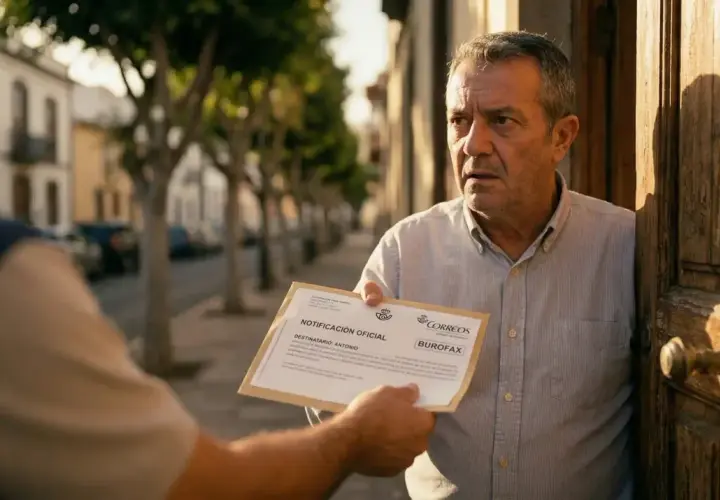 Un hombre recibe un burofax de Correos. El arte 36 de la lau podría ser el motivo de esta notificación oficial.