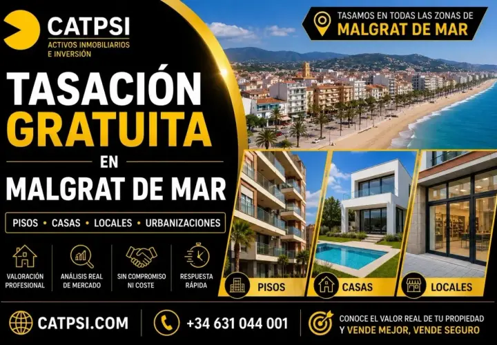 Tasación gratuita de locales comerciales en Malgrat de Mar. CATPSI ofrece valoración profesional, análisis de mercado y respuesta rápida.