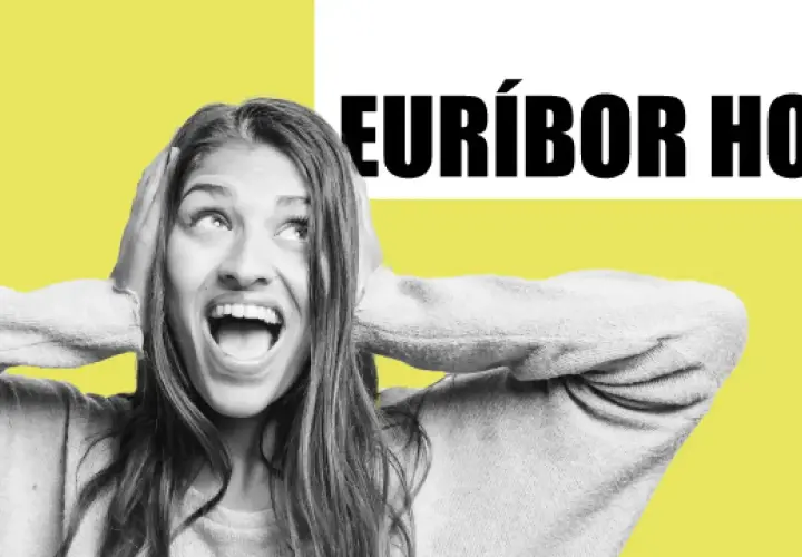 Mujer con expresión de sorpresa y manos en las orejas, ante el titular "EURÍBOR HOY".