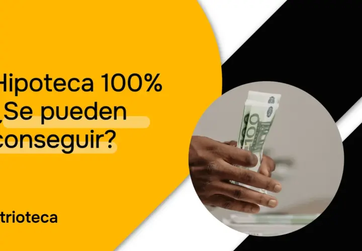 Manos sostienen billetes de 100 euros. El texto pregunta: "¿Se pueden conseguir hipotecas al 100 por cien?".