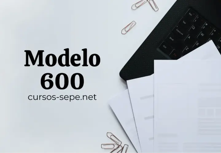 El **transmitente modelo 600** se muestra junto a un portátil, papeles y clips.