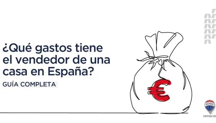 Guía completa sobre los gastos de compraventa de vivienda para vendedores en España. Bolsa de dinero con símbolo de euro.