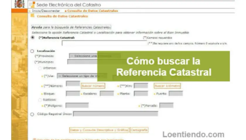 Formulario para buscar la Referencia Catastral de un inmueble.
