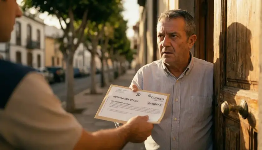Un hombre recibe un burofax de Correos. El arte 36 de la lau podría ser el motivo de esta notificación oficial.