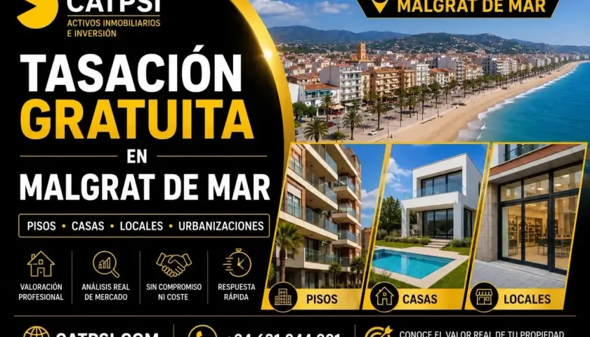 Tasación gratuita de locales comerciales en Malgrat de Mar. CATPSI ofrece valoración profesional, análisis de mercado y respuesta rápida.
