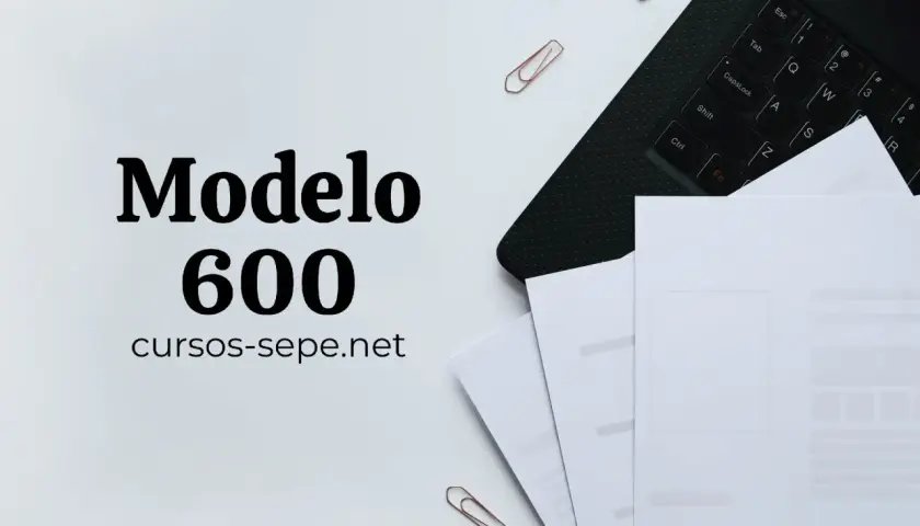 El **transmitente modelo 600** se muestra junto a un portátil, papeles y clips.