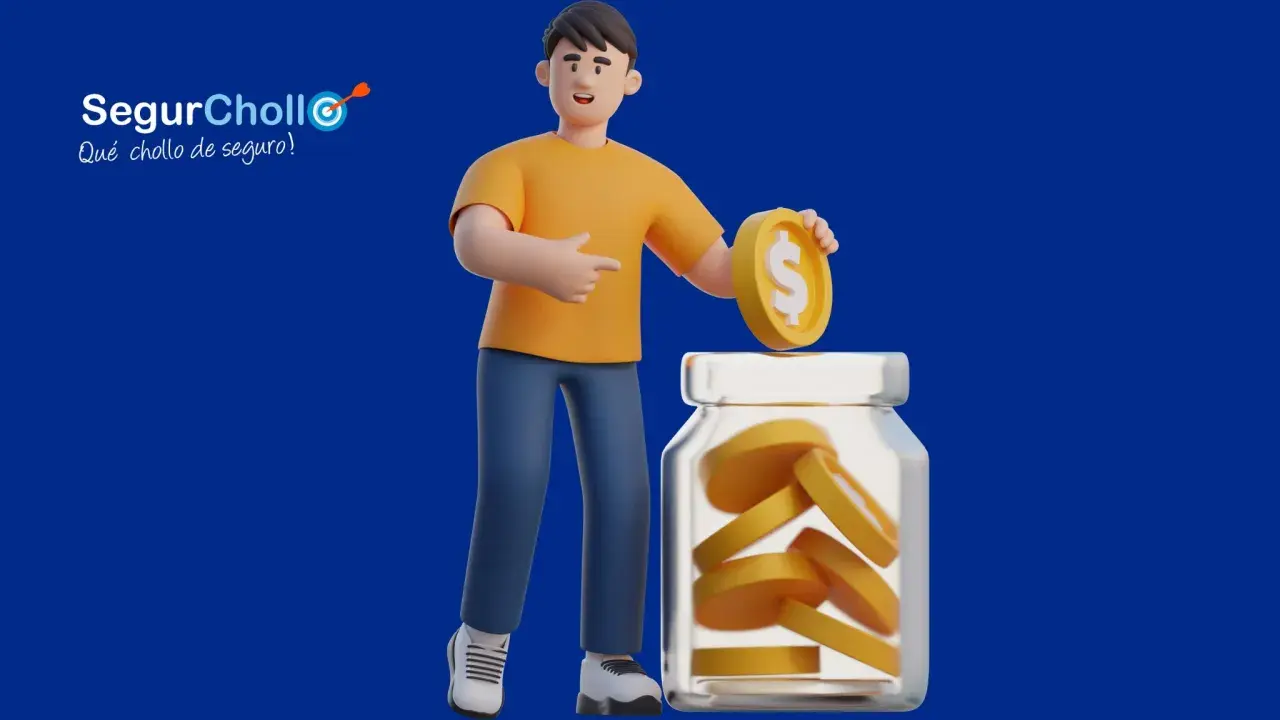 Hombre ahorrando monedas para su seguro vida hipoteca.