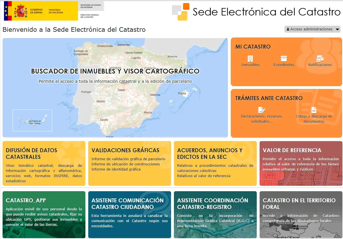 Sede Electrónica del Catastro: buscador de inmuebles, trámites y datos. Explora la diferencia entre catastro y registro de la propiedad.