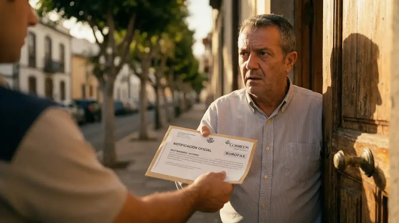 Un hombre recibe un burofax de Correos. El arte 36 de la lau podría ser el motivo de esta notificación oficial.