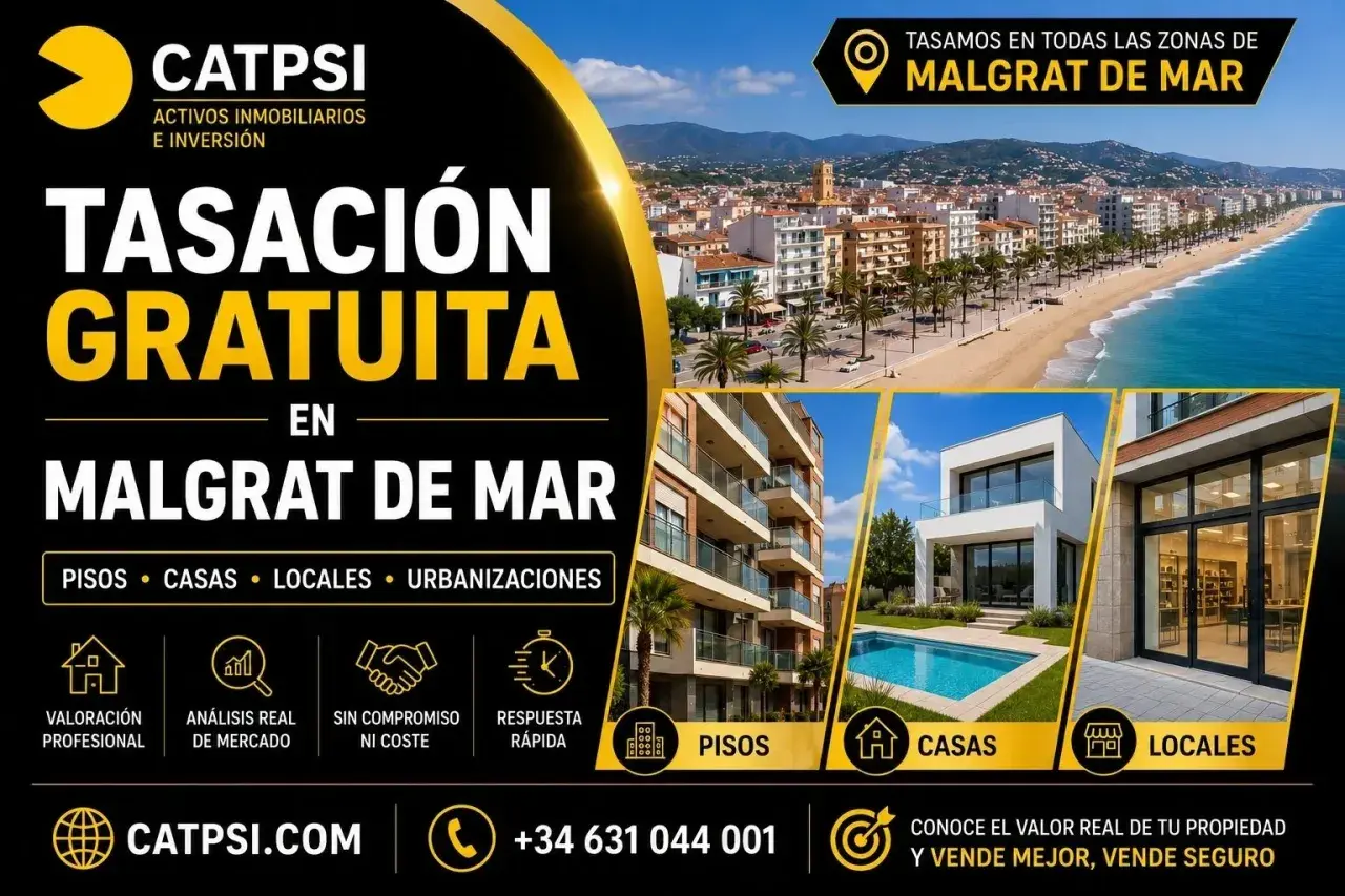 Tasación gratuita de locales comerciales en Malgrat de Mar. CATPSI ofrece valoración profesional, análisis de mercado y respuesta rápida.
