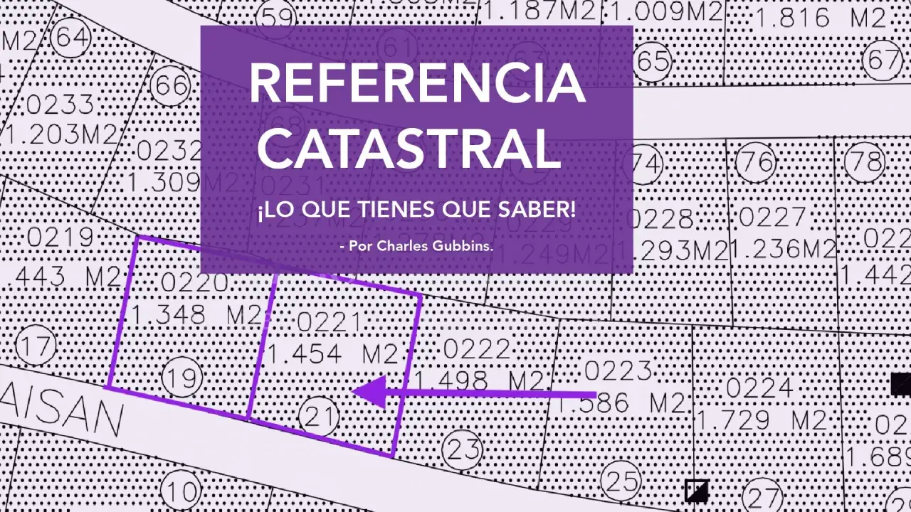 Mapa con parcelas y números. Título: "REFERENCIA CATASTRAL: ¡LO QUE TIENES QUE SABER!".